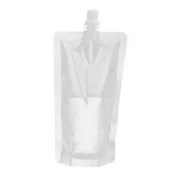 Depolama torbaları 100 PCS Tek kullanımlık içecek Stand Up Süt Kahve Şeffaf Mühürlü Mühürlü Suyu Dayanıklı Ambalaj Torbası Nozul Sıvı İçecek Torbası
