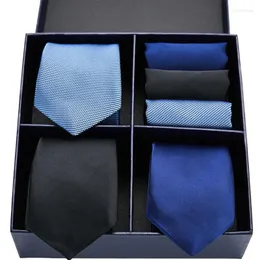 Muszki męskie krawaty zestaw klasyczny 7.5cm krawat i chusteczka żółty zielony czarny Paisley poszetka kwadratowa dla mężczyzn ślub