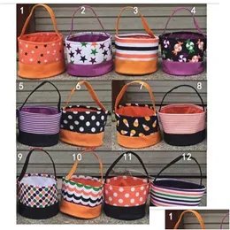 Party Favor Kids Canvas Halloween Bucket Pumpkin Polka Dot Trick eller Treat Candy Handbag Decoration Basket Drop Delivery Home Garden Dhlqo