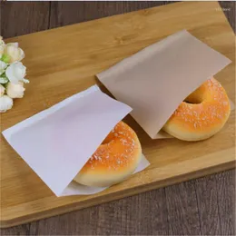 Envoltura de regalo 100 piezas/set galletas para hornear bolsas de papel kraft panadería a prueba de aceite empaquetado de comida sándwich pan embalaje de bolsas prácticas