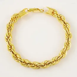 Charmarmband 24K Guldfylld Pendant Link Chain Armband för kvinnor Män 20 cm Fashion Pure Color Jewelry Gift