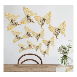Wall Stickers Butterfly Decals 12Pcs 3D Refrigerator Decor 3 Sizes For Party Bedroom Wedding Living Room Cake Decorating Rre11769 Dr Otjs7