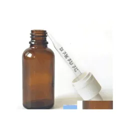 Garrafas de embalagem gotas de vidro preto branco tampa à prova de violação com mamilo de borracha 77mm para 30 ml de entrega de entrega de escritório OTXFD