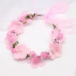 Headpieces Artificial Flower Wreath Bride Women Crown Hairbands Wedding Hair Accessories Floral Riborn Pannband