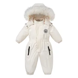 Down Coat 30 grader vinter baby skiddräkt plus sammet jumpsuit pojkar overaller varma barn kläder vattentäta barn kläder set 1 5y 230111