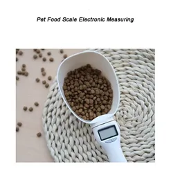 Dog Bowls Feeders Pet Food Scale Electronic Measuring Tool For Cat Feeding Bowl Spoon Digital Display 0-800G 230111