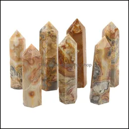 Artes e artesanato Varinha de cristal de cristal natural Crazy Agate Onyx Torre de energia Ornamento de cura mineral de cura Pilar Drop Deliver