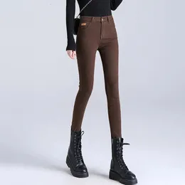 Women's Jeans For Skinny High Waist Woman Denim Pencil Brown Pants Stretch Slim Female Trousers Streetwear 230111