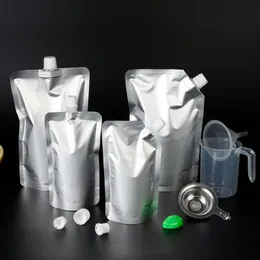 Storage Bags 50/100pcs Stand Up Aluminum Foil Drink Bag Packaging Spout Pouch For Beverage Liquid Juice Milk Tea Coffee Outdoor