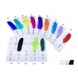 Ballpoint Pens 14 colors Fashion Feather Quill Pen Plush Sute na prezent ślubny biuro biurowe Suppie