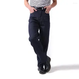 Herrbyxor 4 säsonger mode mäns jeans lösa harem casual bomull denim bred ben svart plus storlek 30-46