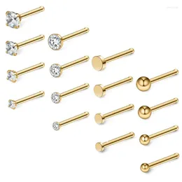Body Jewelry Other 20G 18G Steel 1.5mm-3mm Flat Ball Clear CZ Nose Stud Rings Bone Pin Piercing 16-34PCS