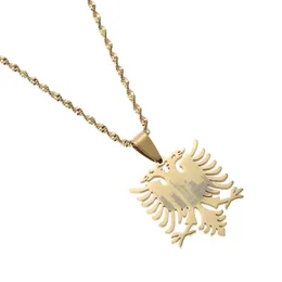 Kedjor guldfärg rostfritt stål albania örnhängen halsband etniska gåvor för kvinnor män smycken