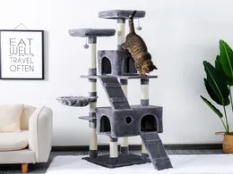 Móveis para gatos Scratchers de 180 cm árvore de vários níveis para s com poleiros aconchegante, quadro de escalada estável Brinquedos de arranhões cinza 221101