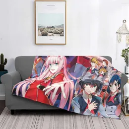 Blankets Darling In The Franxx Anime Velvet Throw Blanket Zero Two Hiro Ichigo For Bed Couch Lightweight Thin Plush Quilt