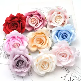 Dried Flowers 30PCS 5cm Curved Edge Rose Artificial Silk Flower Heads Wedding Decoration DIY Birthday Wreath Scrapbooking Craft Fake Flowers 230111