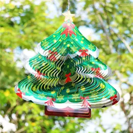 ديكورات عيد الميلاد شجرة شجرة الرياح قلادة ثلاثية الأبعاد الفولاذ المقاوم للصدأ الدوار زخرفة معلقة 2023