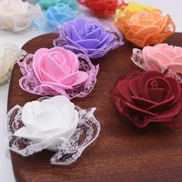 Kwiaty dekoracyjne 10/20/50pcs 3.5cm urocze mini sztuczny kwiat z koronki Rose Pe Róże Głowa na wystrój ślubny