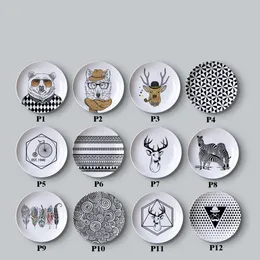 Decorative Plates Ceramic Creative Wall Decoration Plate Animal Hanging Hook Dining Room Living Home Art 230111