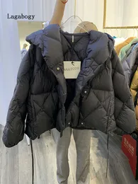 Женский пакет Parkas Lagabogy Winter 90 White Duck Hover Женщины короткая куртка с легким пуховиком теплый женский повседневный капюшон.