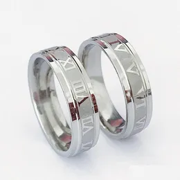 Cluster Rings Bk Lots 30Pcs Sier Roman Numbers Stainless Steel Couple Fashion Party Gifts Women Men Jewelry Drop Delivery Ring Dhwi7