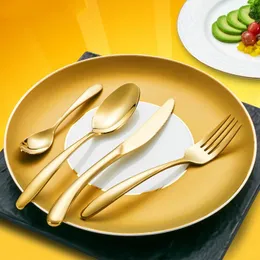 Dinnerware Sets Golden Conjunto de aço inoxidável Forks e talheres de talheres de talheres de talheres de mesa ocidental Cross Cross Zero Waste Gift