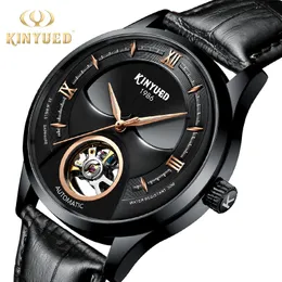 Zegarek na rękę mężczyzn Skull Automatyczne zegarek Tourbilliard Mens Mechanic Watches Waterproof skórzany sport sportowy hombre