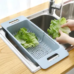 Dish Racks Adjustable Drainer Sink Drain Basket Washing Vegetable Fruit Plastic Drying Rack Kitchen Accessories Organizer H1235 230111