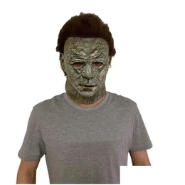 Party Masks Horror Michael Myers prowadził Halloween Kills Mask Cosplay Scary Killer Fl Face Lateks Hełm Costume Props Drop dostawa do domu DH0PS