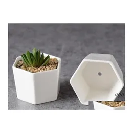 Planters Pots Ceramic Bonsai Wholesale Mini White Porcelain Flowerpots Suppliers Seeding Succent Indoor Home Nursery Sea Ship Drop Otvdc