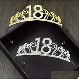 Andra festliga festförsörjningar 18 -årsdag prinsessan krona pannband kristall bröllop hårband hår huvudkläder dekor droppleverans hem dhypd