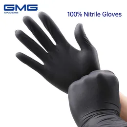 Rękawiczki nitrylowe 100pcs/pakiet GMG Black Food Stopień wodoodporny beztroski bezpieczeństwo pracy w zakresie pracy.