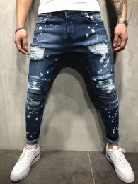 Jeans da uomo tinta unita 2023 Fashion Slim Pencil Pants Sexy Casual Hole Strappato Design Streetwear