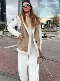 Gilet invernale in pelliccia da donna Giacca monopezzo in peluche sciolto con cappotto in lana di agnello alla moda senza maniche monopetto