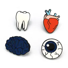 Pins Brooches Body Organs Funny Enamel Pins Set Cartoon For Women Fashion Jewelry Heart Brain Eye Ball Tooth Cute Button Collar Dro Dhkzi