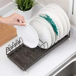 Dish Racks Iron Kitchen Drying Holder with Tray Tableware Storage Shelf Plate Drainer Cabinet kitchen Organizer 230111