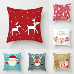 Pillow Christmas Temat Elk Santa Pillowcase Cover Cute Cartoon Back Sofa
