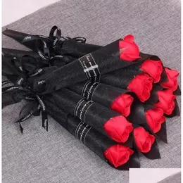 Dekorative Blumen Kr￤nze einzelner Stamm k￼nstliche Rose Romantische Valentinstag Hochzeits Geburtstagsfeier Seife Blume rot rosa blau lav dhhza