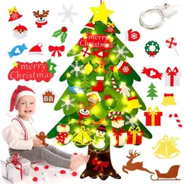 Christmas Decorations DIY Tree Set Wall Hanging Felt Xmas Snowman With Ornaments Kids Crafts Gift