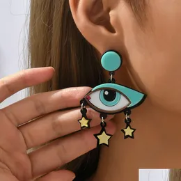 Jóias de moda de lustres de lustre exagerado Earcha de olho maligno para mulheres olhos azuis estrela pingente pingente entrega dhknr