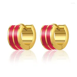 Hoop Earrings Stainless Steel Colorful Small For Women Men Korea Fashion Cartilage Buckle Piercing Jewlery