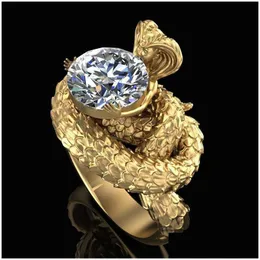 Band Rings Fashion Jewelry Punk Person Face Snake Body Totem Ring Lady Zircon Drop Delivery Dhtwl