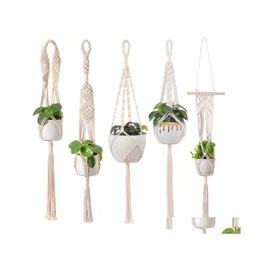 Novelty Items Handmade Plant Hanger Flower Pot For Wall Decoration Courtyard Garden Wallmounted Flowerpot Net Bag Drop Delivery Home Otg96