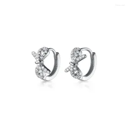 Orecchini a cerchio MloveAcc Piccolo cerchio rotondo Argento sterling 925 Per le donne Cubic Zirconia CZ Bowknot Papillon Trendy Huggie Jewelry