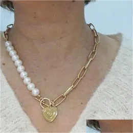 Pendant Necklaces Fashion Jewelry Faux Pearls Beads Chain Necklace Ot Buckle Love Heart Drop Delivery Pendants Dh0Jy