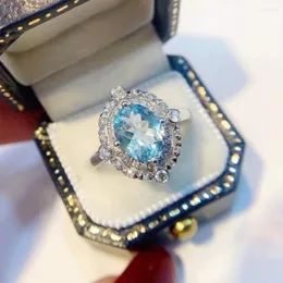 Pierścionki ślubne romantyczne Baby Blue Cubic Zirkonia Nowoczesny design dla kobiet owalnych w kształcie dam akcesoria modowe