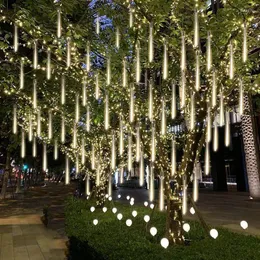 Струны светодиодные светильники 8 трубок 30 см 50 см метеорные душевые светильники открытый сад Рождественский ело