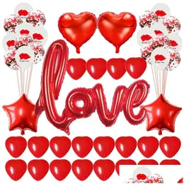 Украшение вечеринки Красное письмо с любовными буквами фольга воздушные шары сердца для обручальной свадьбы День Святого Валентин