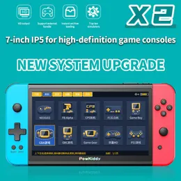 Portabla spelspelare Powkiddy X2 7 "IPS-skärm Handhållen konsol Inbyggd 11 Simulator PS1 3D Retro Arcade Ultra-Thin 2500 spel