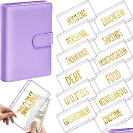 Party Favor A6 Pu Leather Binder Budget Cash Envelope Organizer Personal Wallet 12 Pockets Zipper Folders For Planner Saving Money 0 Dhtin